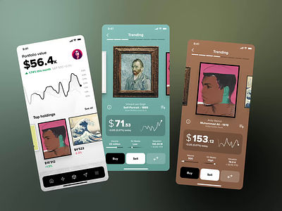 Art investment App animation app art charts creative design finance mobile stocks ui