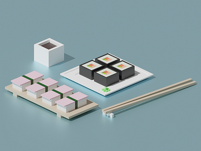 Sushi - Episode 1 Polygon Runway 3d illustration lowpoly polygonrunway sushi