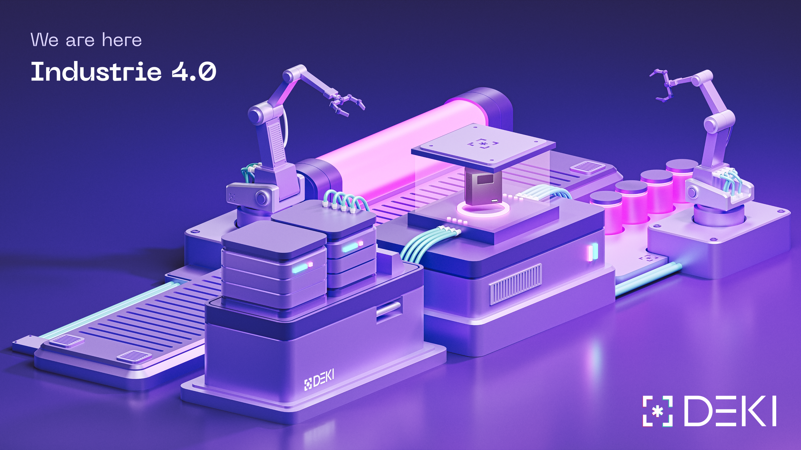 Deki - Industry 4.0 3d ai automation blender design factory illustration isometric mechanism purple