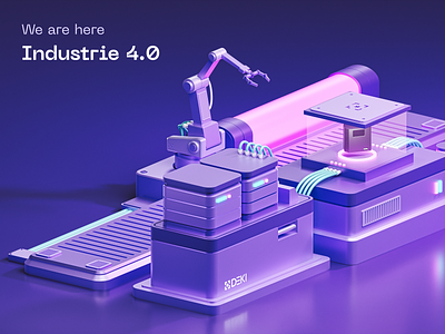 Deki - Industry 4.0 3d ai automation blender design factory illustration isometric mechanism purple