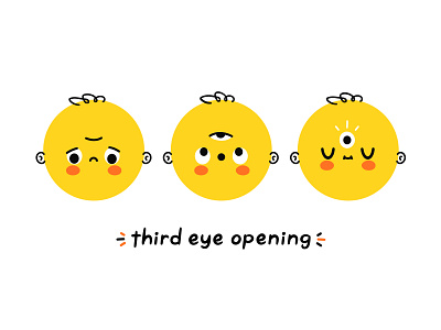 Third eye open buddism cartoon character concept cute emoji eye illustration kawaii poster sacred see universe