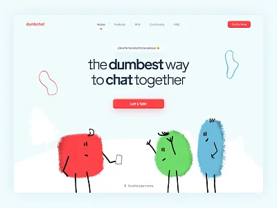 💭DumbChat - Dumbest way to chat chat clean conversation desktop figma flat hero herosection illustration landing landing page mobile platform ui ui ux ux web webdesign