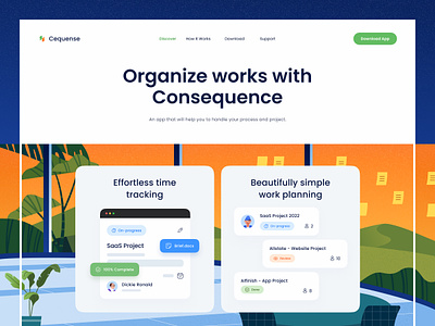 Task Management Landing Page building collaborate gradient icon invite landing page make manage management manager office organize plan plant task texture tree web website work