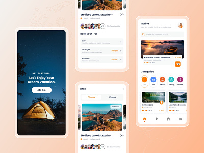 Trip Planner Mobile App Design adventure booking app camping destination app explore flight flight app hiking minimal app outdoor tourism tourism app travel travel agency travel tour traveler traveling trip vacation app