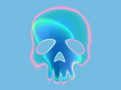 Iridescent skull art chrome digitalart gradient illustration iridescent neon skull