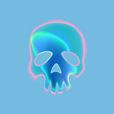 Iridescent skull art chrome digitalart gradient illustration iridescent neon skull