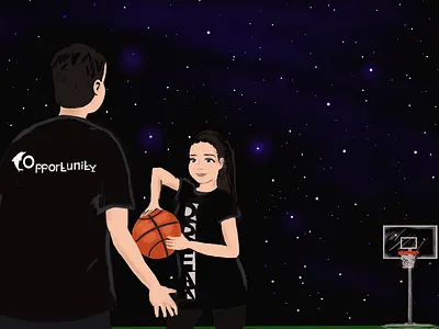 Brendan and Carolina plays Basketball anvareshov branding design friends illustration springdreamsuniversity