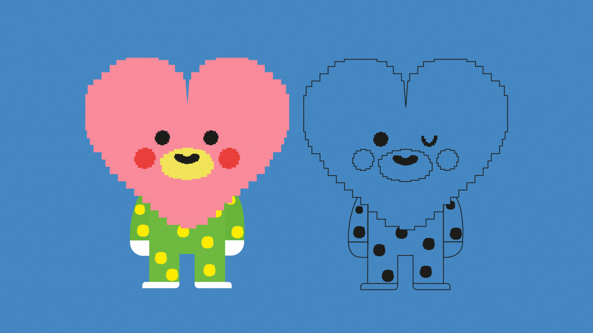 LOVE U 2d character cute design flat graphic design heard illustration love