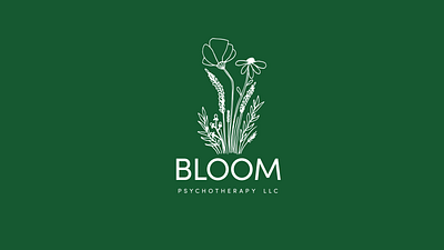 Bloom Logo brand doodle drawing emerald flower flowers green grow handdrawn logo mental health poppy therapy