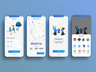#DailyUI 010 Social Share app dailyui design illustration mobile run running share social media social share ui ux