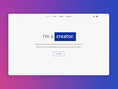 Minimal Portfolio Landing Page branding design landing page ui web web design