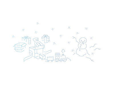 PayPal Illustration christmas flat gifts graphic holiday illustration illustrations illustrator line art line art lineart minimal minimalistic snow snowing snowman toys train winter