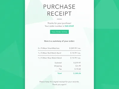 Email Receipt design email template ui web