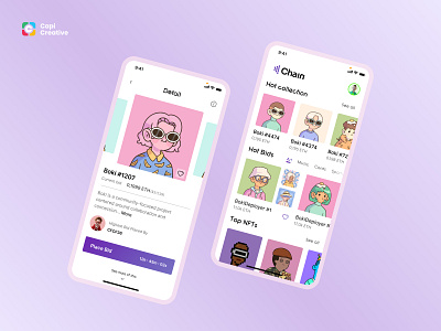 NFT mobile app - UI concept app capi concept creative design graphic graphic design mobile mobileapp nft nfts top ui uiconcept