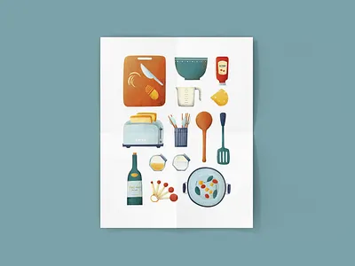 Kitchen Illustration cooking digital illustration digitalart flat illustration illustration kitchen art kitchen supply