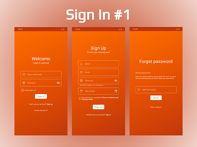 Sign In/Sign Up Material Design Template android android ui app forget password login material design material design ui mobile registration reveal sign in sign up template ux