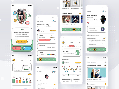 Health Monitoring App app card clean design health ios mobile monitoring profile tracking ui workout