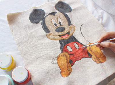 Mickey Mouse on Canvas Fabric acrylic acrylic painting canvas canvasart illustration painting traditional traditionalart
