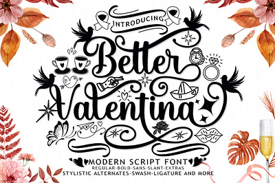 Better Valentina Font Duo branding cand font graphic design logo script wedding