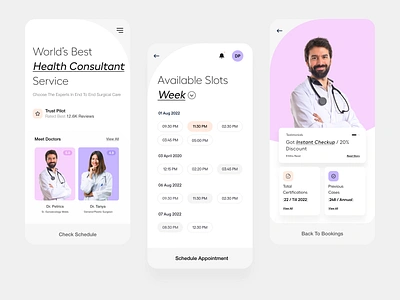 Web App (Mobile View) app development app ui booking app booking website doctor app doctor website feature healthcare healthcare app healthcare website profile responsive services slot time web app website white