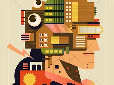Architecture Face architecture building digital editorial eye face house icon illustration vector