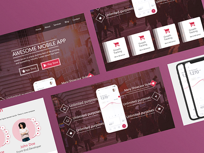 Mobile app Landing page design app beautiful branding design illustration logo mobile mobile app templatedesign ui web website