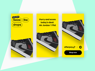 Afterpay Seize The Drops Ads ads afterpay animation banners branding design ui ui design user experience user interface ux ux design