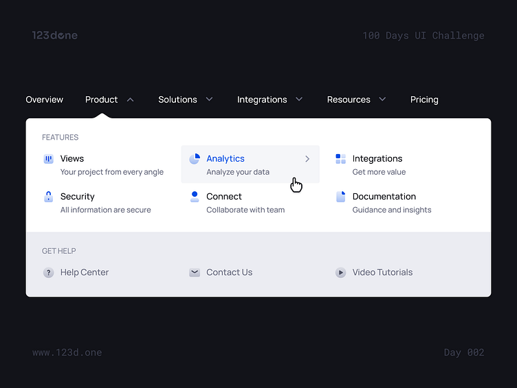 Day 002 — Flyout Menu | 100 days UI challenge by Dima Groshev | 123done ...