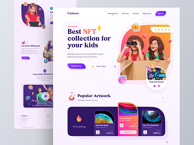 Enefkids - NFT Landing Page Website blokchain child clean colorful crypto cryptocurrency digital art home page kids landing page nft nftart nfts token ui ux web web design website website design