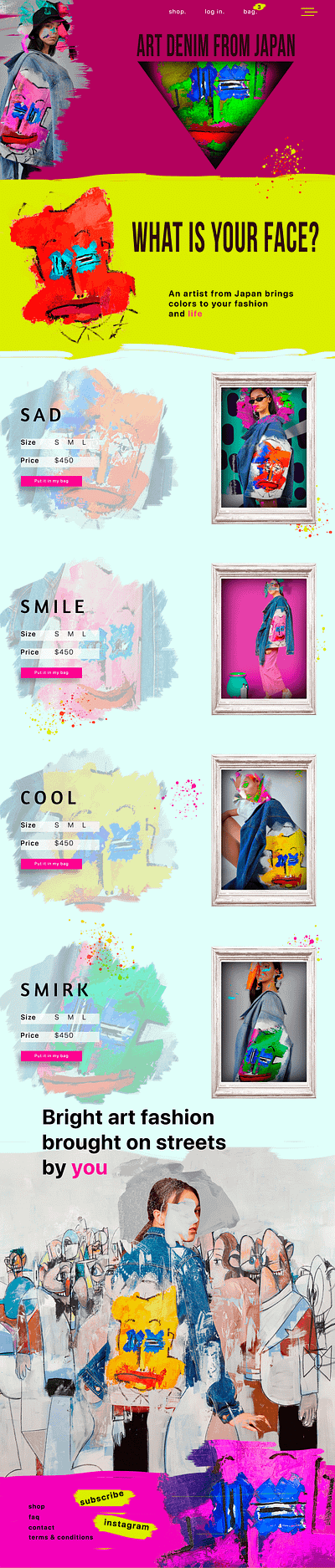 Art denim website concept design ui ux