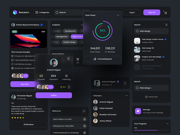 dashboard components by Badi on Dribbble