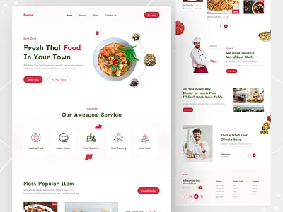 Foodie - Restaurant Landing Page clean colorful colors dribbble figma food foodie homepage design popular design restaurant restaurant landing page ui uidesign web web design webdesigner website