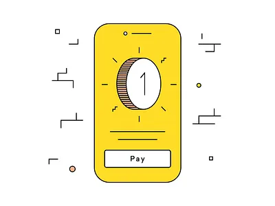 Ophelos coin illustration coin design flat illustration phone vector