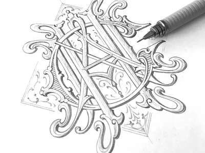 "CHAN" monogram - sketch hand lettering monogram schmetzer sketch typography