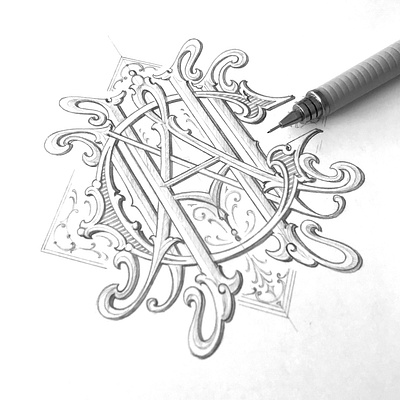 "CHAN" monogram - sketch hand lettering monogram schmetzer sketch typography