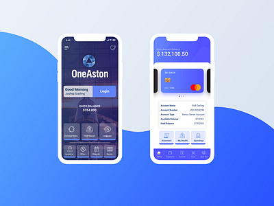OneAston Retail Banking App app icon illustration typography ui ux