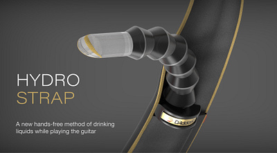 Hydro Strap 3d 3d modeling concept design designer drinking guitar industrial design keyshot music music accessories rhino water