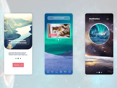 Relaxing app concept - space app calm concept design happiness relaxing ui ux