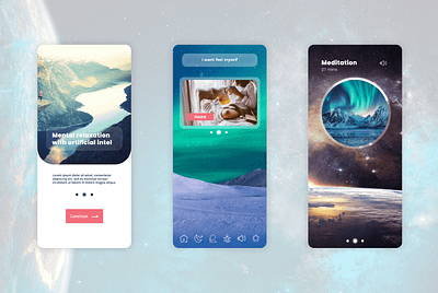 Relaxing app concept - space app calm concept design happiness relaxing ui ux