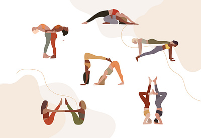 Couple yoga - woman coloring couple design etsy flat flat art graphic design illustration nature simple vector woman yoga