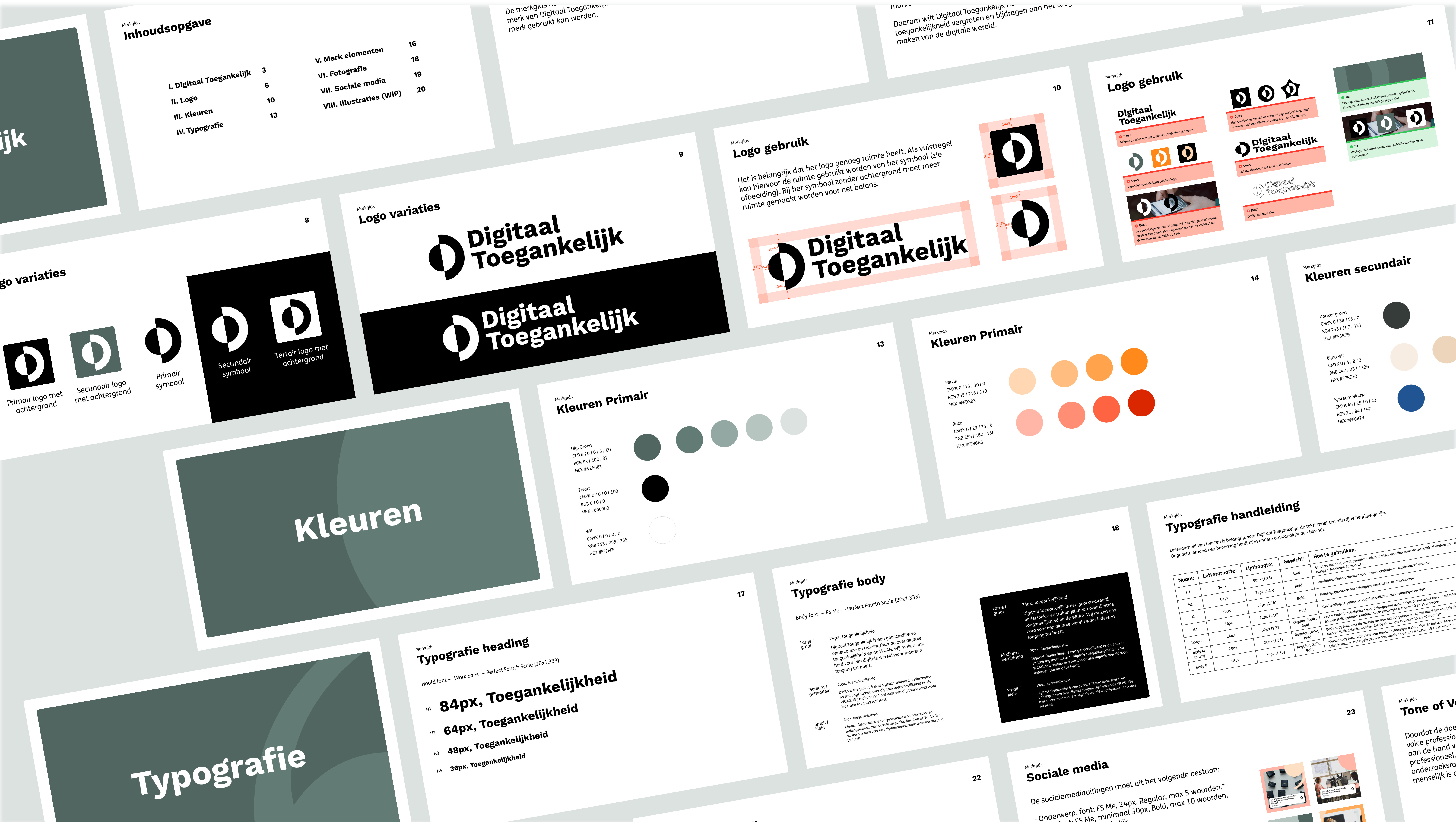 Digitaal Toegankelijk Style guide accessibility blind branding branding book brthrs business color colour contrast dutch green human logo minimal professional rules style style guide tints typography