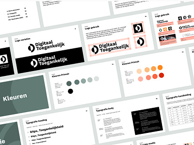 Digitaal Toegankelijk Style guide accessibility blind branding branding book brthrs business color colour contrast dutch green human logo minimal professional rules style style guide tints typography