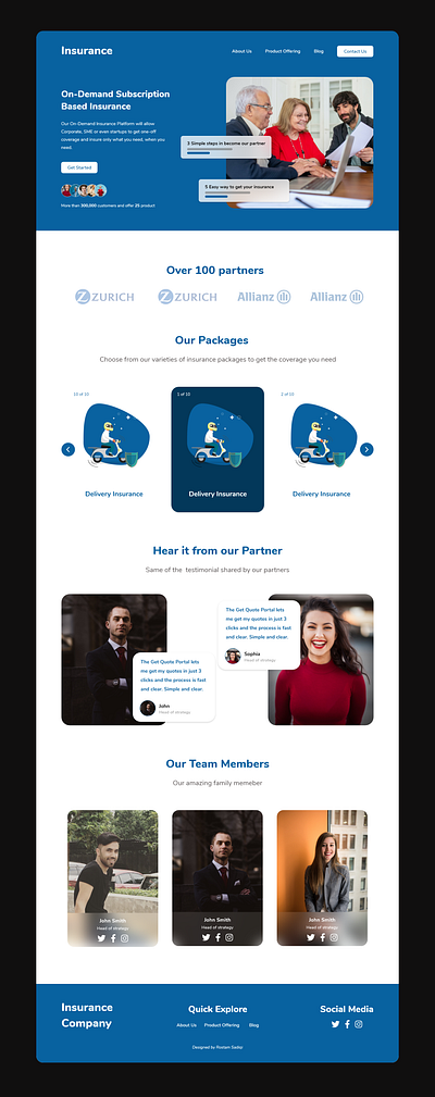 Insurance landing Page Web & Mobile UX adobe xd insurance ux web web design