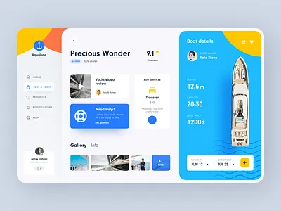 Yacht Booking Dasboard design interface product service startup ui ux website