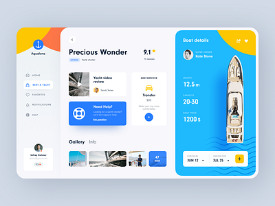 Yacht Booking Dasboard design interface product service startup ui ux website