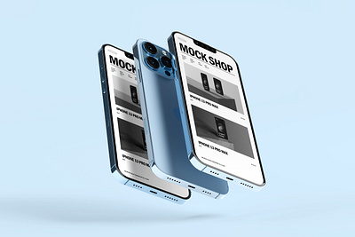 iPhone 13 Pro Max Blue Mockup 3d realistic branding colour design device free mockup freebie graphic design identity mobile mockup mockup realistic ui designer uiux uiux designer