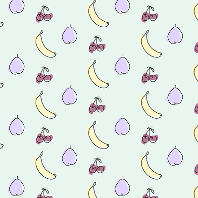 fruit pattern banana cherry design fruit line art pattern summer vector