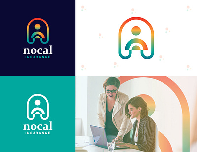 Modern Minimalist Logo Design - nocal insurance bank best of dribbble brand logo branding colorful company creative design elegant human insurance logo logo logo design minimal modern modern logo design office professional rakibulislamgd startup logo