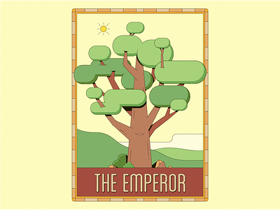 The Emperor border card design flat design illustration landscape line art tarot tree vector