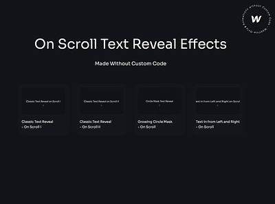 On Scroll Text Reveal Effects – Webflow Cloneables animation css effect text reveal typography ui ux webdesign webflow